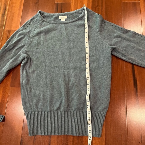 Sundance Stone Blue Sweater‎ Merino Wool Bell Sleeve Open Knit Boho Size M - Picture 6 of 7